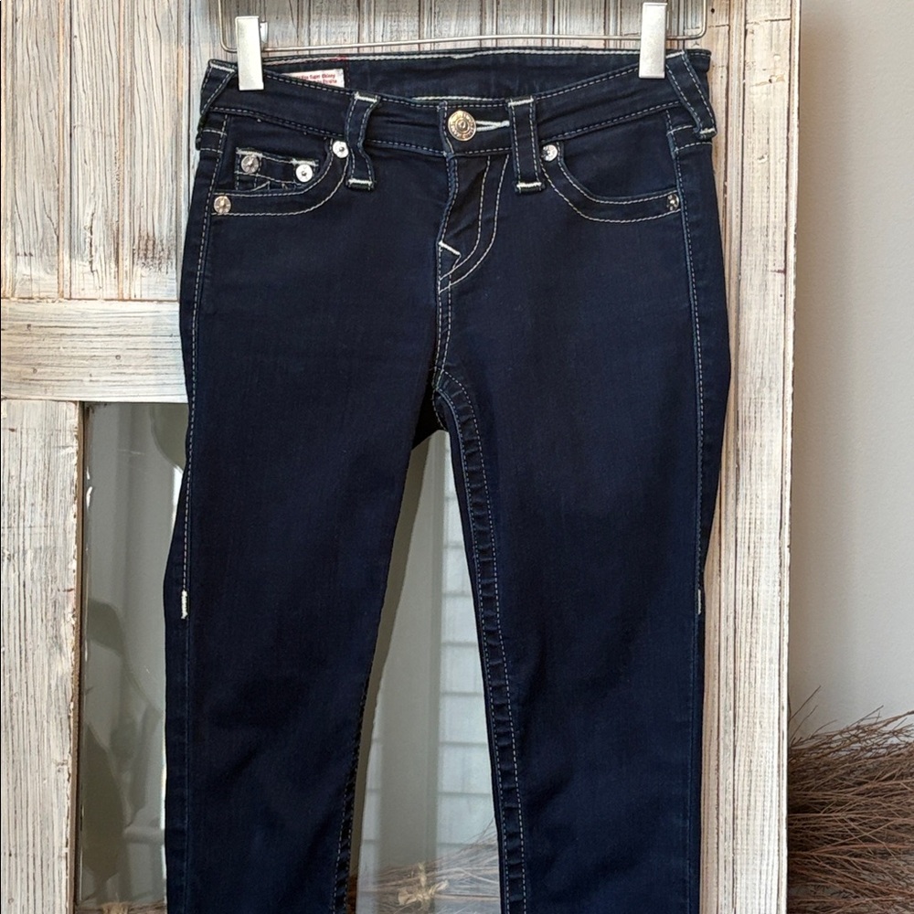 True Religion HALLE Mid-Rise Super Skinny Jeans Size 24  Indigo EUC - Picture 3 of 12